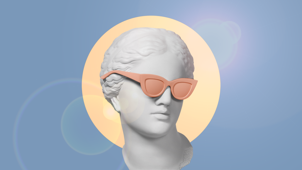 Das Wochenende-Newsletter-Teaserbild zeigt eine Büste mit Sonnenbrille im Sonnenlicht. Der Newsletter bietet ein besonderes Handelsblatt für das Wochenende.