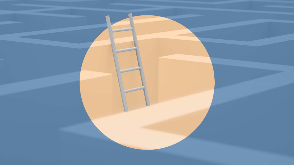 Ein Labyrinth, aus dem eine Leiter herausführt - mit dem Karriere-Newsletter behalten Sie den Durchblick.